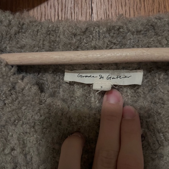 grade and gather fuzzy taupe sweater - Picture 2 of 3